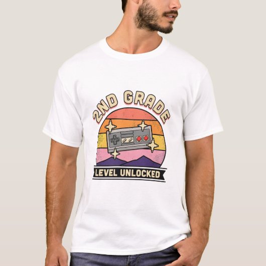 Terug naar school 2e leerjaar niveau ontgrendeld j t-shirt (Voorkant)