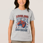 Terug naar school 3e klas gamer blauwe rode jongen Tri-Blend shirt (Voorkant)