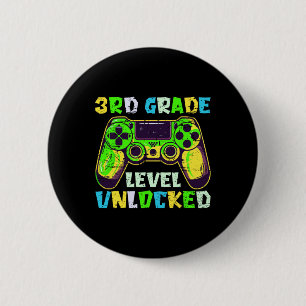 Terug naar school 3e klas jongens gamer eerste dag ronde button 5,7 cm