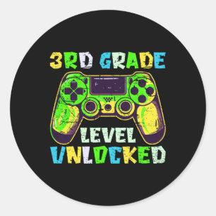 Terug naar school 3e klas jongens Gamer eerste dag Ronde Sticker