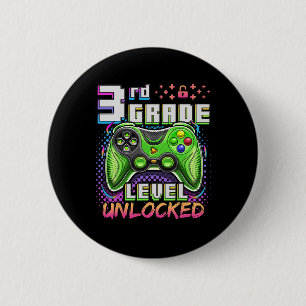 Terug naar school 3e klas jongens gamer eerste sch ronde button 5,7 cm