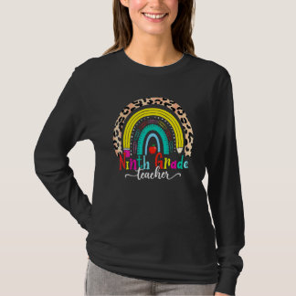 Terug naar school 3e klas leraar luipaard regenbo t-shirt