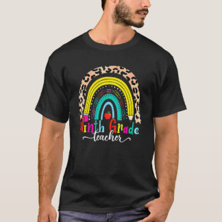Terug naar school 3e klas leraar luipaard regenbo t-shirt