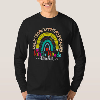 Terug naar school 3e klas leraar luipaard regenboo t-shirt