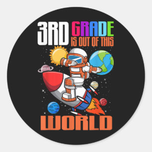Terug naar school 3e klas uit deze wereld ruimte ronde sticker
