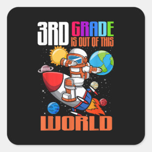 Terug naar school 3e klas uit deze wereld ruimte vierkante sticker