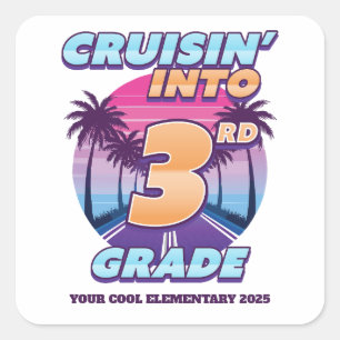 Terug naar school 3e leerjaar vierkante sticker