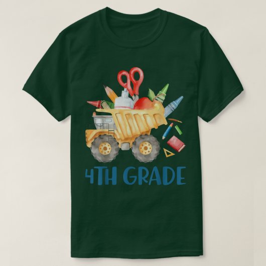 Terug naar school 4e klas monogram dump truck jong t-shirt (Design voorkant)