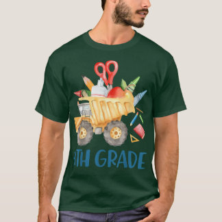 Terug naar school 4e klas monogram dump truck jong t-shirt