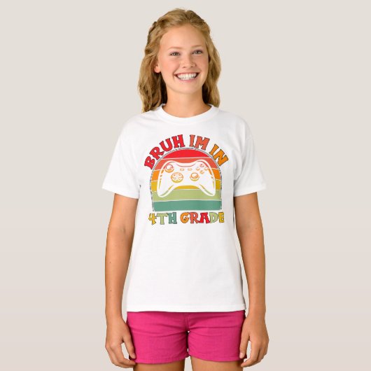 Terug naar school 4e klas Rainbow Gaming Design T-shirt (Voorkant volledig)