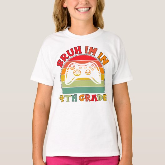 Terug naar school 4e klas Rainbow Gaming Design T-shirt (Voorkant)