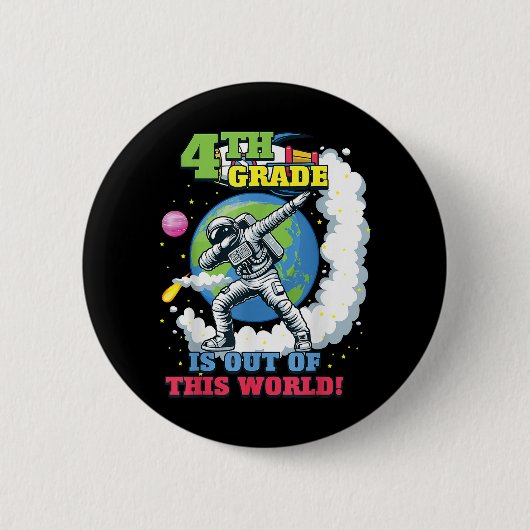 Terug naar school 4e klas ruimte uit deze wereld ronde button 5,7 cm (Voorkant)