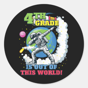 Terug naar school 4e klas ruimte uit deze wereld ronde sticker