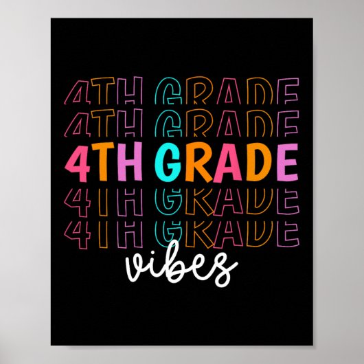 Terug naar school 4e klas sfeer Retro leraar stude Poster (Voorkant)