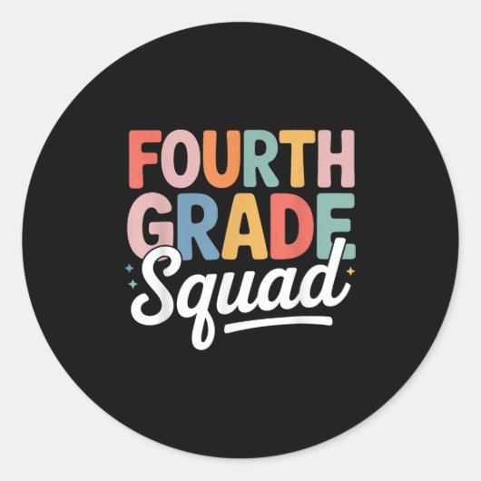 Terug naar school 4e klas squad studententeam ronde sticker (Voorkant)