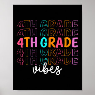 Terug naar school 4e klas Vibes Retro Teacher Stud Poster
