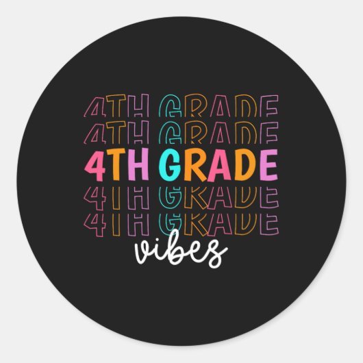Terug naar school 4e klas Vibes Retro Teacher Stud Ronde Sticker (Voorkant)