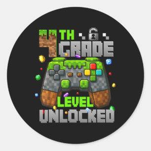 Terug naar school 4e leerjaar ontgrendeld gamer ki ronde sticker