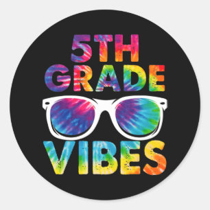 Terug naar school 5e graad Vibes Tie Dye 5e graad Ronde Sticker