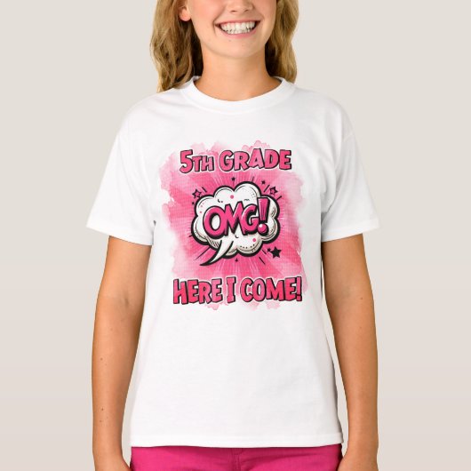 Terug naar school 5e klas Comic Style T-shirt (Voorkant)