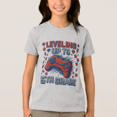 Terug naar school 5e klas gamer blauwe rode jongen Tri-Blend shirt (Voorkant)