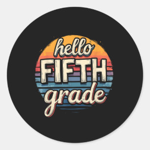 Terug naar school 5e klas outfit ronde sticker