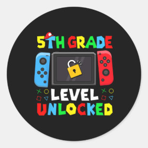 Terug naar school 5e leerjaar ontgrendeld gamer ki ronde sticker