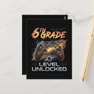 Terug naar school 6e klas gamer eerste schooldag briefkaart
