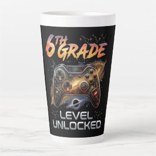 Terug naar school 6e klas gamer eerste schooldag latte mok