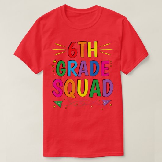 Terug naar school 6e klas Squad Zesde T-shirt (Design voorkant)