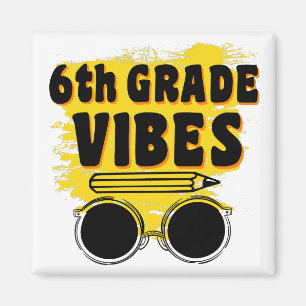 Terug naar school 6e klas vibes shirt eerste dag k magneet