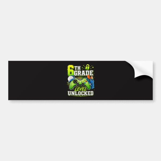 Terug naar school 6e zesde klas niveau ontgrendeld bumpersticker (Voorkant)