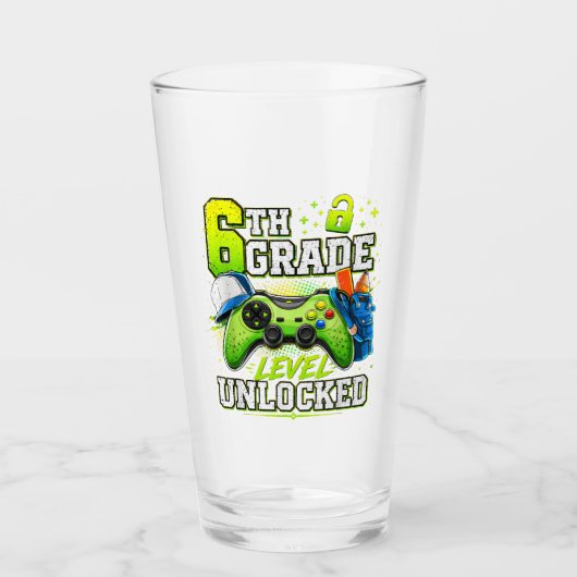 Terug naar school 6e zesde klas niveau ontgrendeld glas (Voorkant)