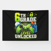 Terug naar school 6e zesde klas niveau ontgrendeld spandoek (Horizontaal)