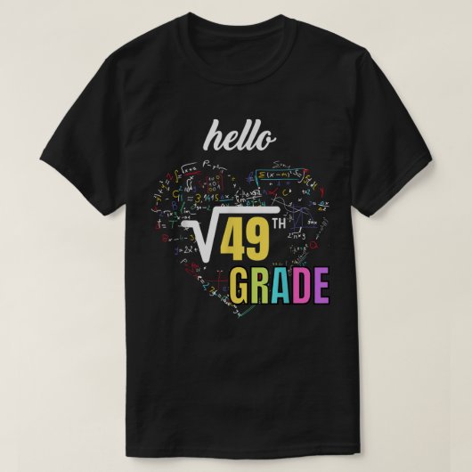 Terug naar school 7e Grade Square Root van 49 wisk T-shirt (Design voorkant)