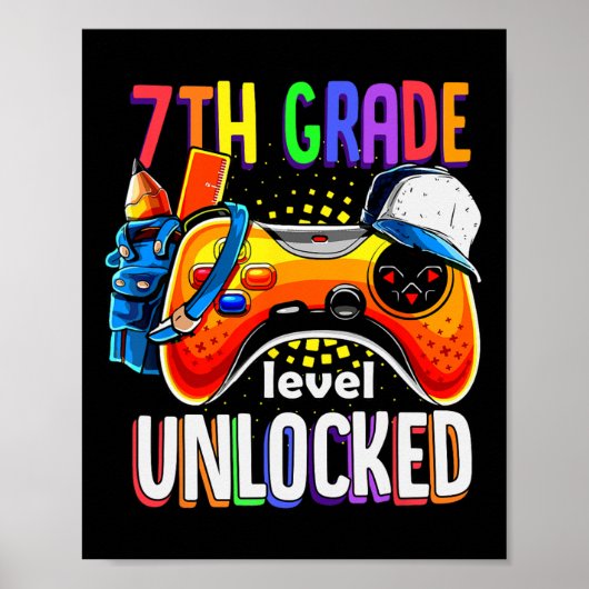 Terug naar school 7e klas niveau ontgrendeld poster (Voorkant)