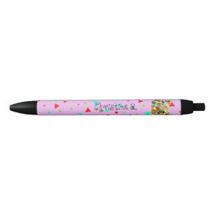 Terug naar school Aangepaste naam roze beer ontwer Zwarte Inkt Pen