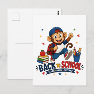 Terug naar school aap student briefkaart