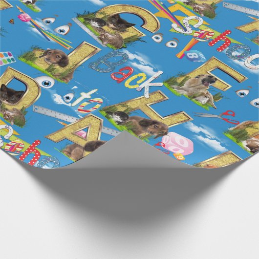 Terug naar School ABC Herhaal ontwerp Cadeaupapier (Hoek)