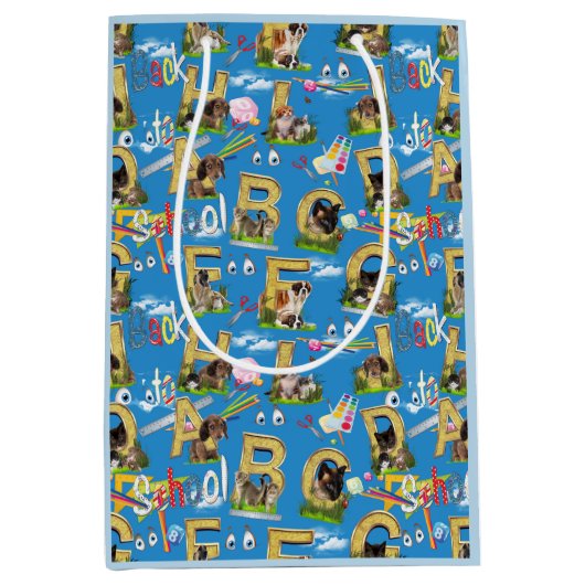 Terug naar School ABC Herhaal ontwerp Medium Cadeauzakje (Voorkant)