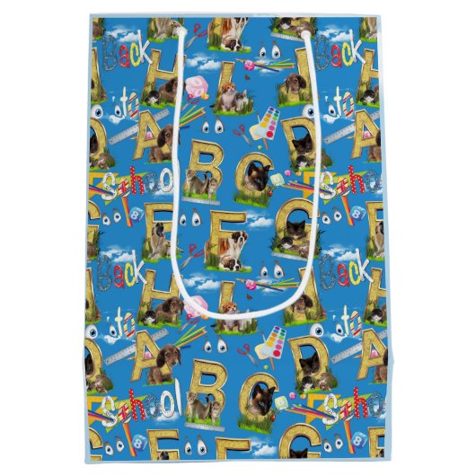 Terug naar School ABC Herhaal ontwerp Medium Cadeauzakje (Achterkant)