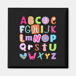 Terug naar school alfabet abc's eerste schooldag T Magneet
