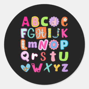 Terug naar school alfabet abc's eerste schooldag T Ronde Sticker