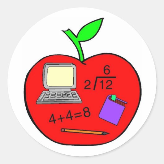 Terug naar school Apple Ronde Sticker (Voorkant)