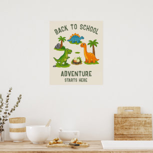 Terug naar school Avontuur Begint Hier Dinosaurus Poster