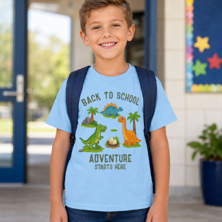 Terug naar school Avontuur begint hier Dinosaurus T-shirt