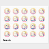 Terug naar School Axolotl Kawaii Cartoon Ronde Sticker (Vel)