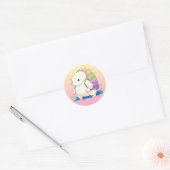 Terug naar School Axolotl Kawaii Cartoon Ronde Sticker (Envelop)