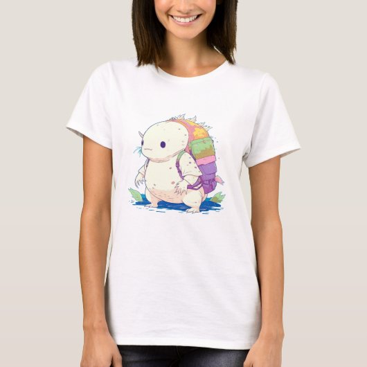 Terug naar School Axolotl Kawaii Cartoon T-shirt (Voorkant)