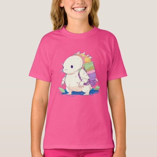 Terug naar School Axolotl Kawaii Cartoon T-shirt (Voorkant)